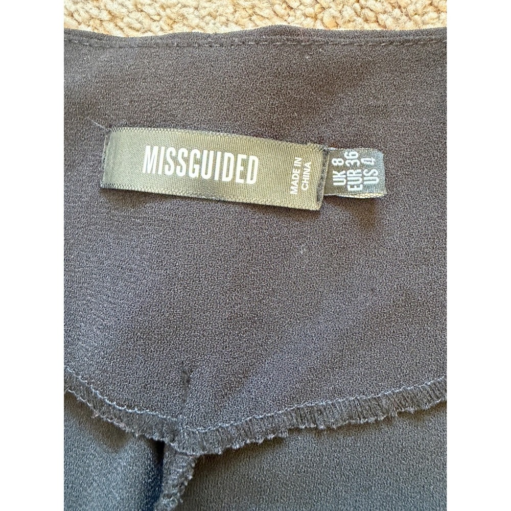 Missguided Black Double Breasted Pleated Mini Dress Long Sleeve V-Neck US 4 - Picture 5 of 12